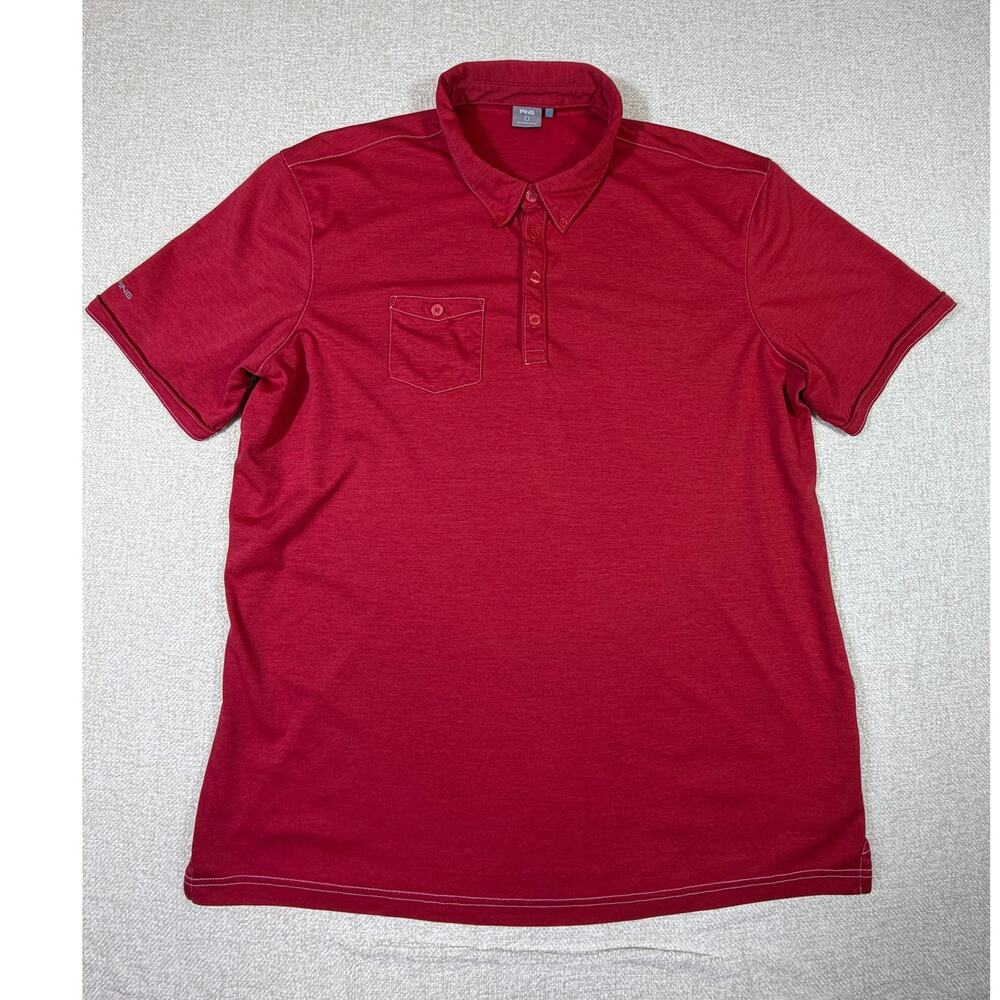 Ping Men's 2XL Red SensorCool Short Sleeve 4 Button Golf Polo Shirt Performance